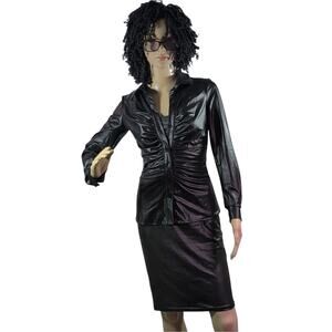 Elegant Black Ruched Midi Dress